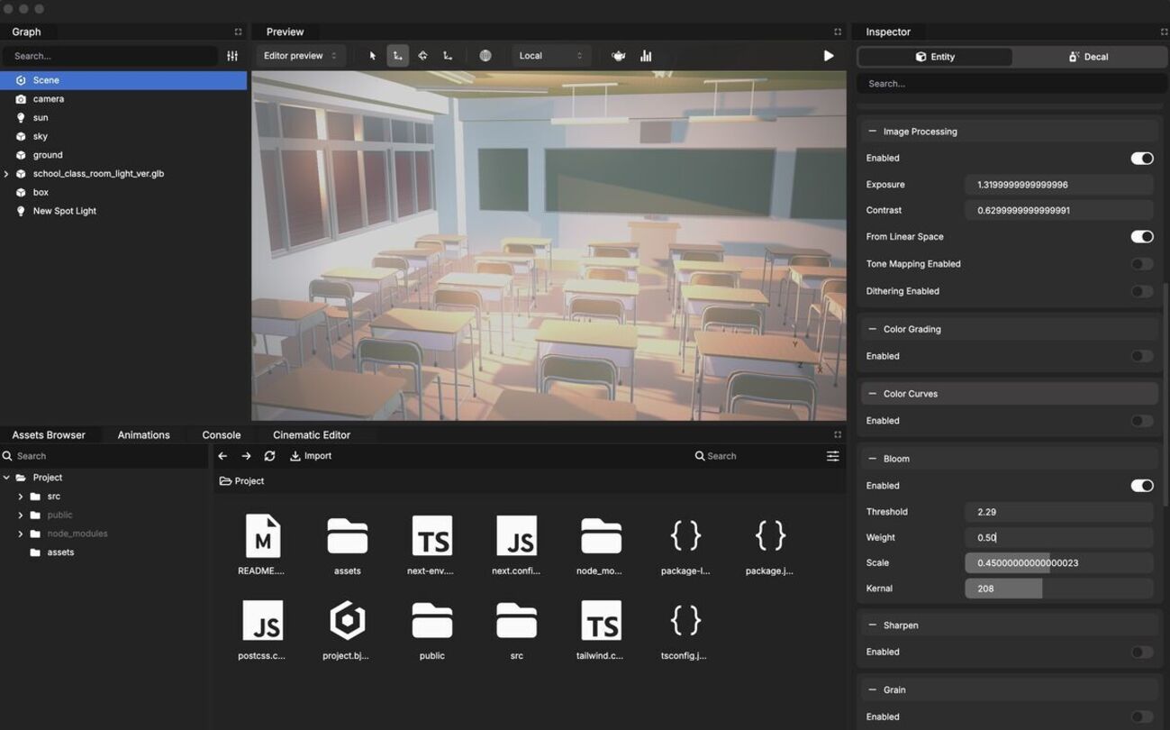 Babylon.js EditorでPost Processを調整して、きれいな風景をつくってみる - CrossRoad