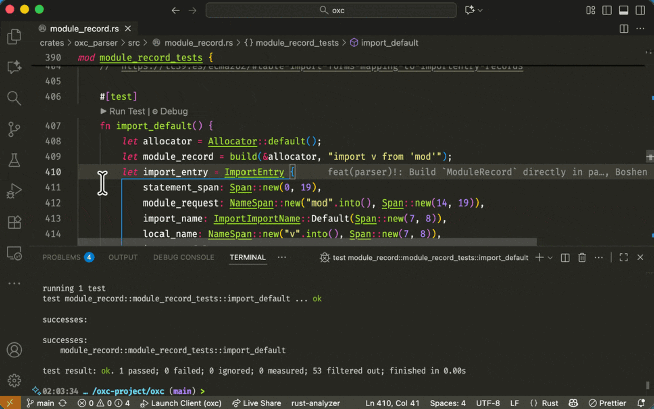 VS Code でデバッガーを使って oxc の挙動を観察したい