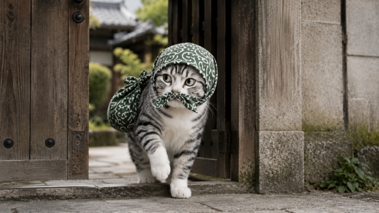 こそこそする猫