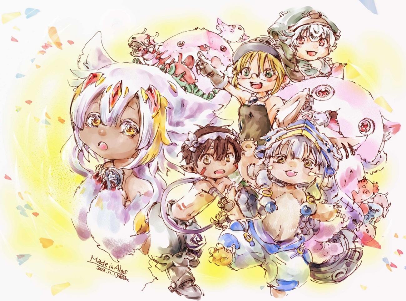 メイドインアビス　特典　イラストカード　ポストカード　イラストペーパー つくしあきひと on X: 