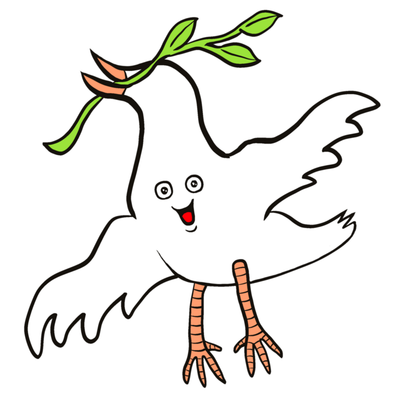 オリーブの枝をくわえる鳩 のイラスト - ホビヲノエ