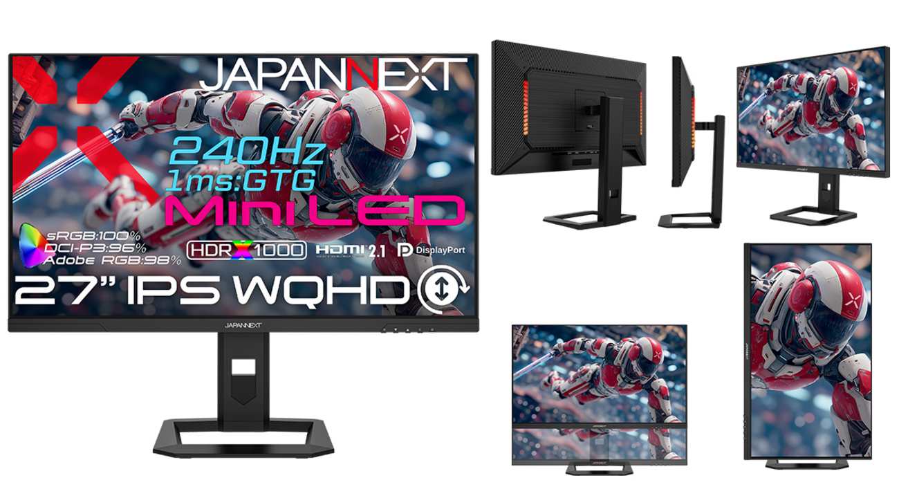 JAPANNEXT 27インチWQHDゲーミングモニター｜Mini LED×240Hz×HDR1000