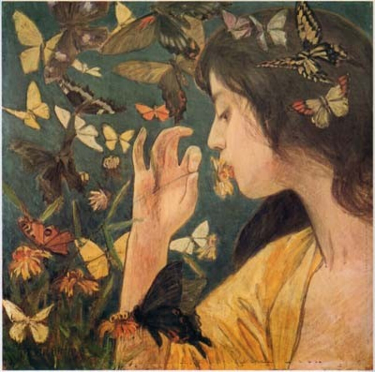OKAY 男の子と蝶々　絵画 昆虫つながりで、藤島武二「蝶」を捕まえた。1904年の第9回白馬会展に