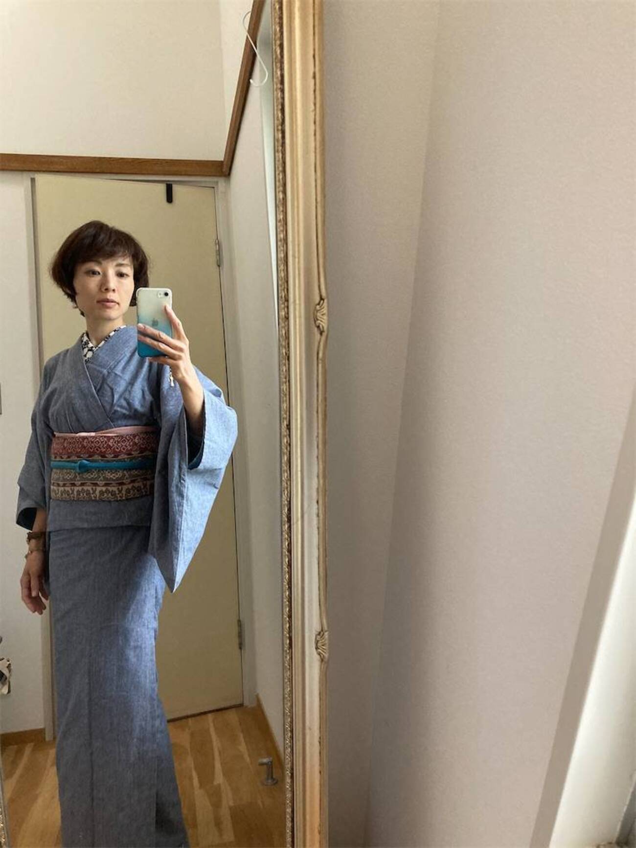綿麻着物✴︎ミントグリーン △】綿麻着尺反物 無地ライク「ミントグリーン」 経糸