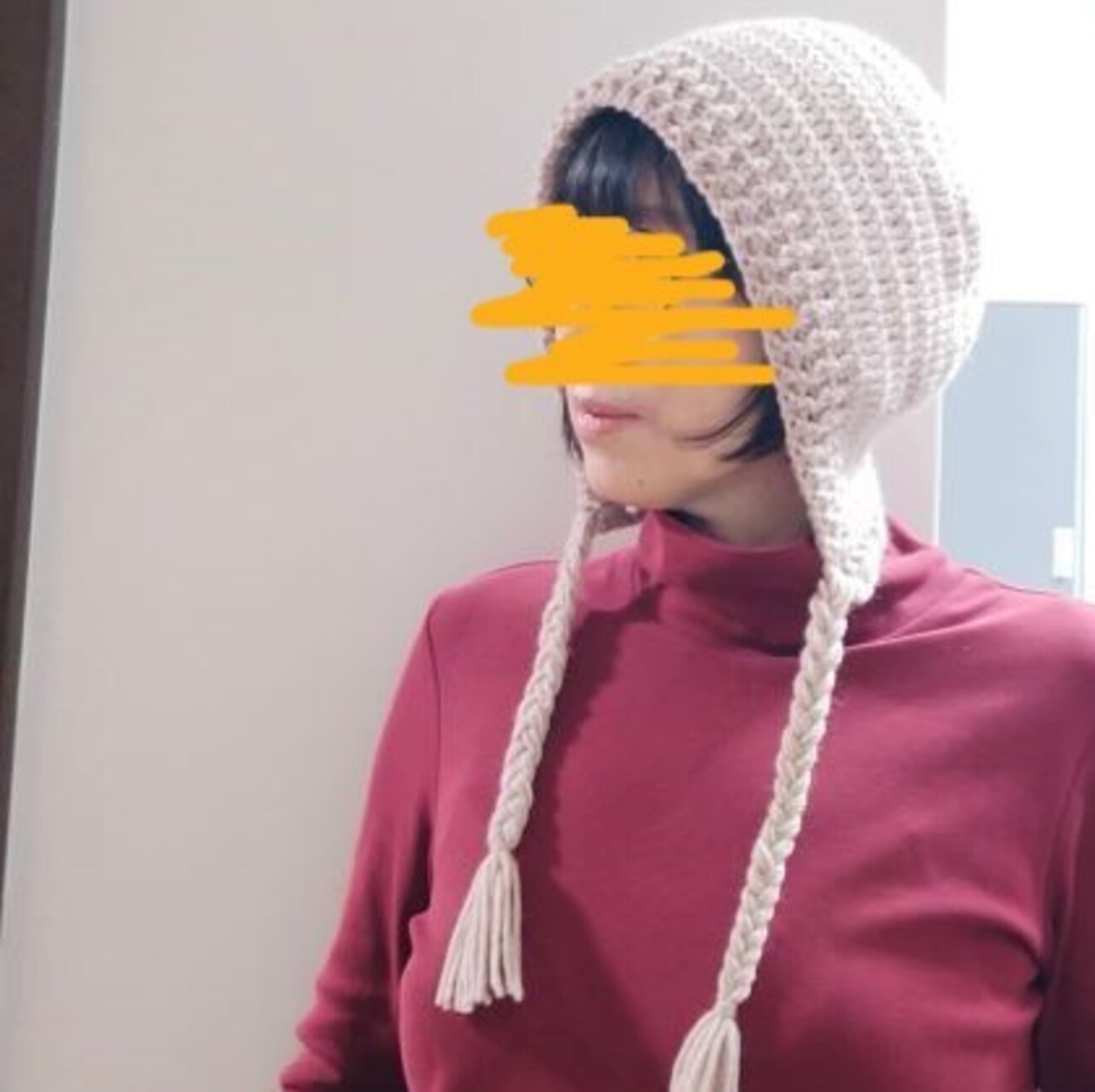 ダイソー100％毛糸並太で編んだ大人のボンネット - 私に良いこと☆