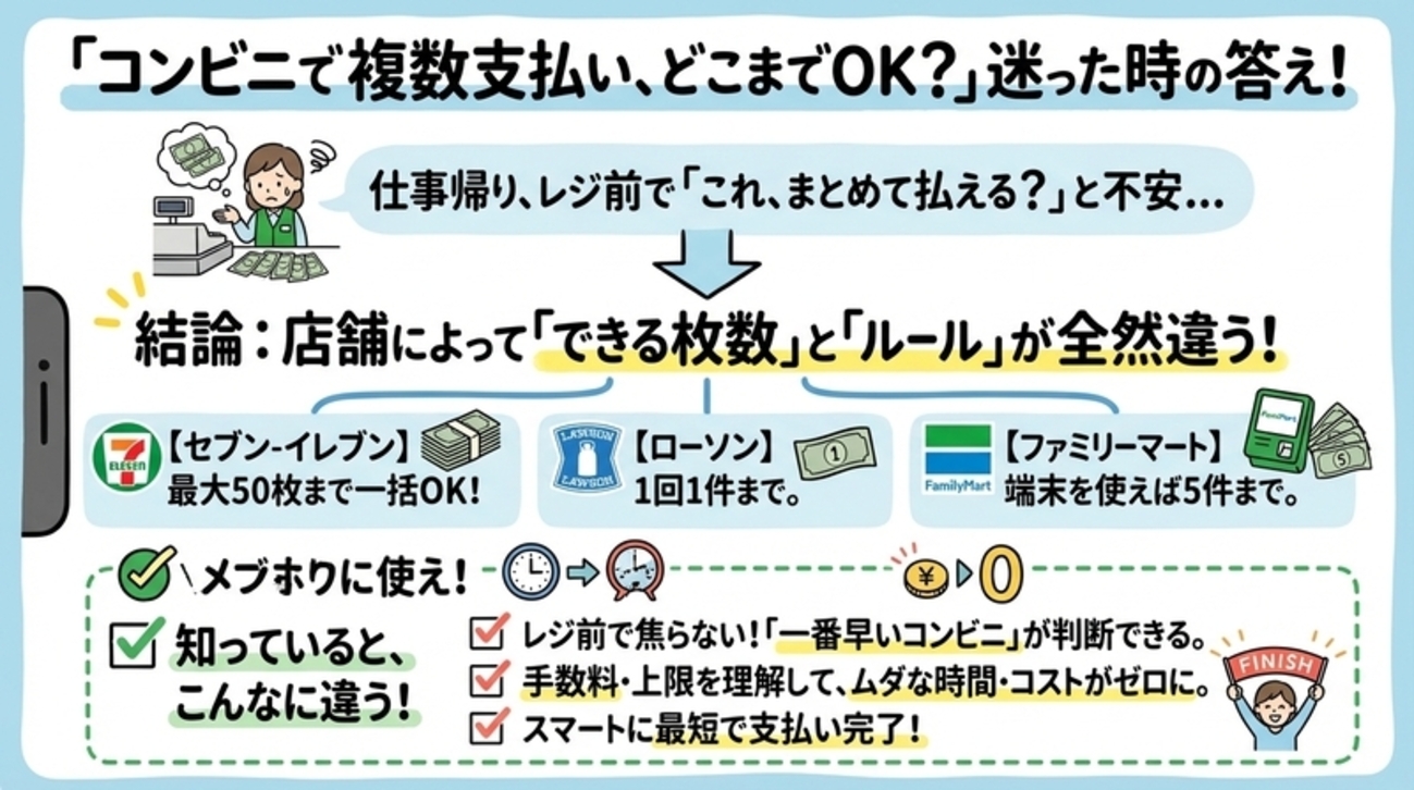 コンビニ支払いは複数まとめられる？損しないルール解説 - Beruノート