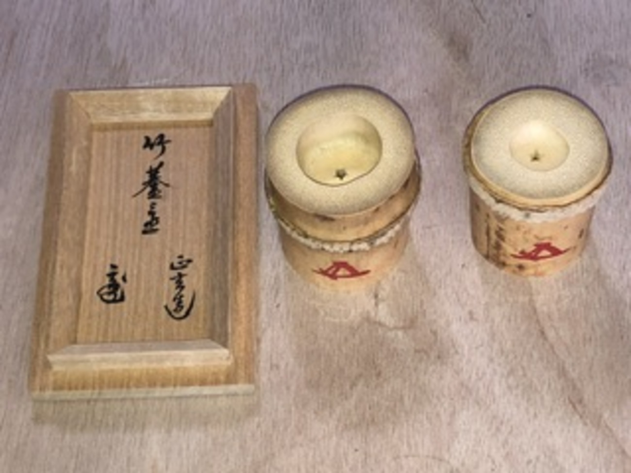 【竹田 益州】(和尚)花押・箱書『竹蓋置 一双』【高野 宗陵】(作)共箱※美品 竹田 益州】(和尚)花押・箱書『竹蓋置 一双』【高野 宗陵】(作