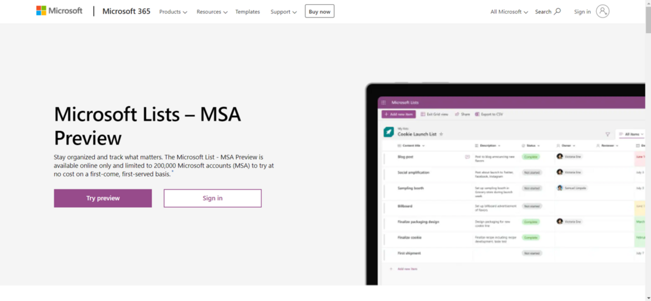 Microsoft 365 Lists が MSA ユーザー向けにも開放されるようです - （）のブログ