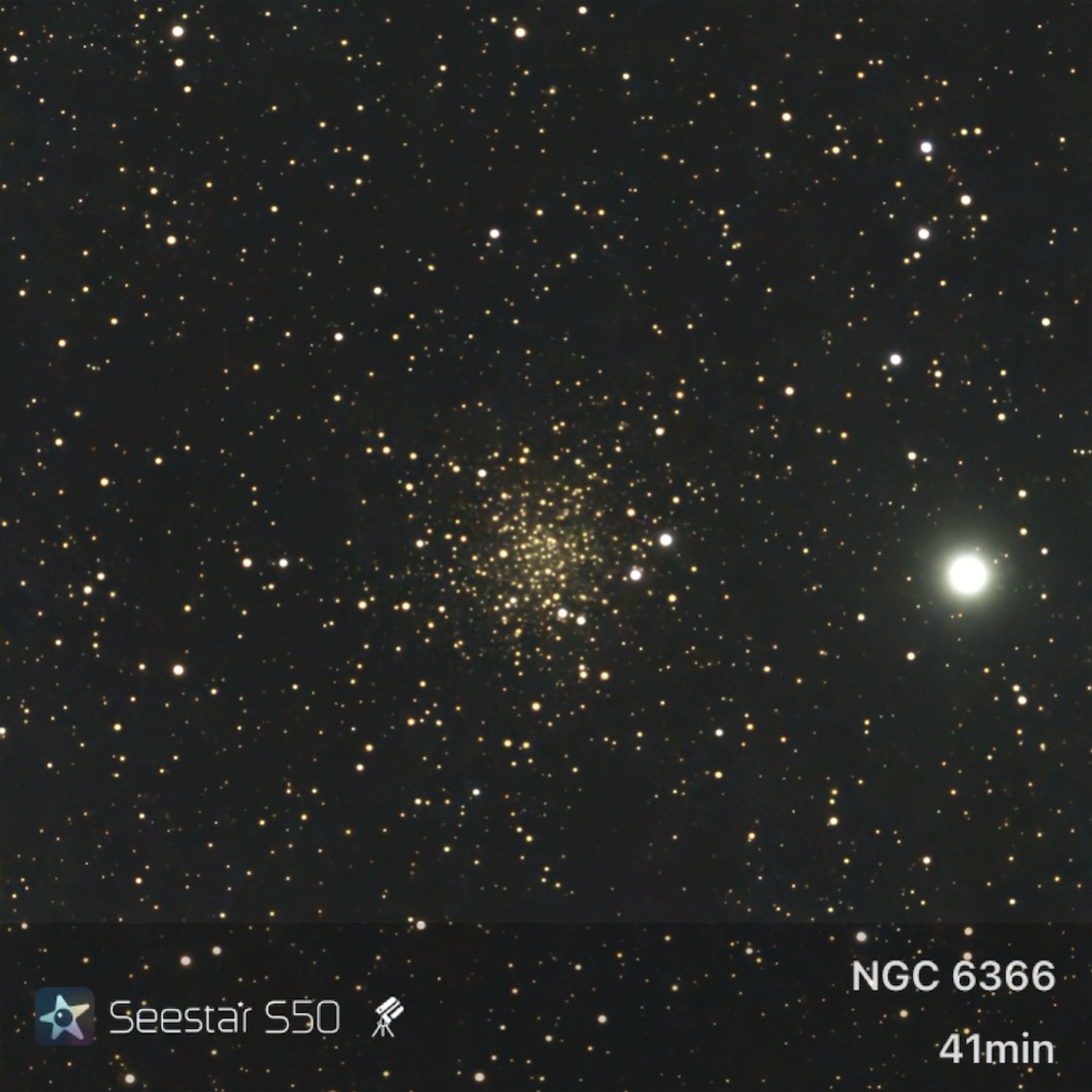 星見娘で電視観望5072(NGC6366 in Oph） - よしべや自然博物館