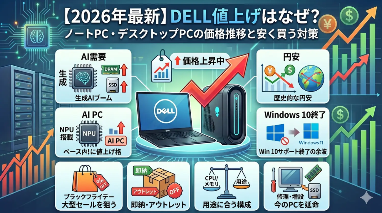 2026年最新】DELL値上げはなぜ？ノートPC・デスクトップPCの価格推移と 