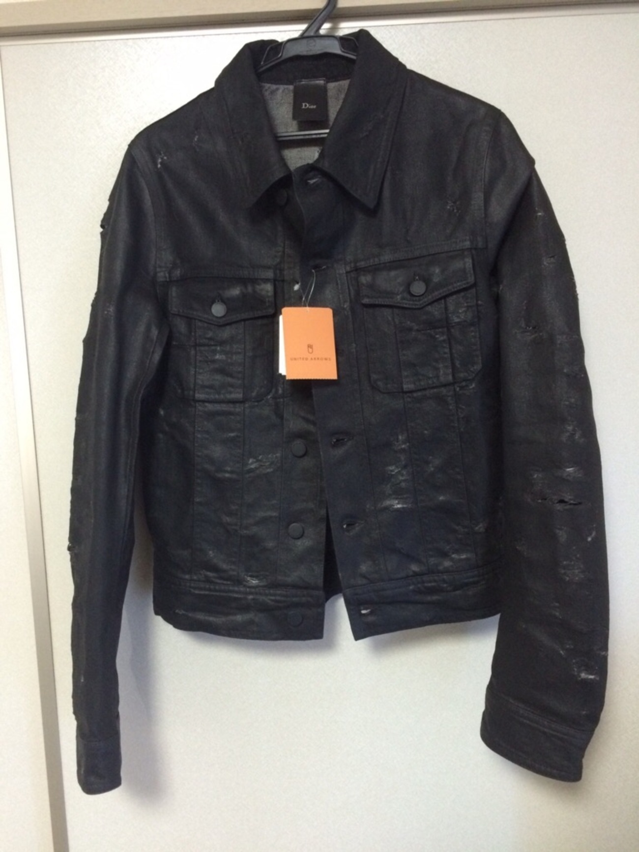 超希少！DIOR HOMME　03HH ラスター期　デストロイ・レザージャケット archive DIOR HOMME cross pocket destroyed leather jacket