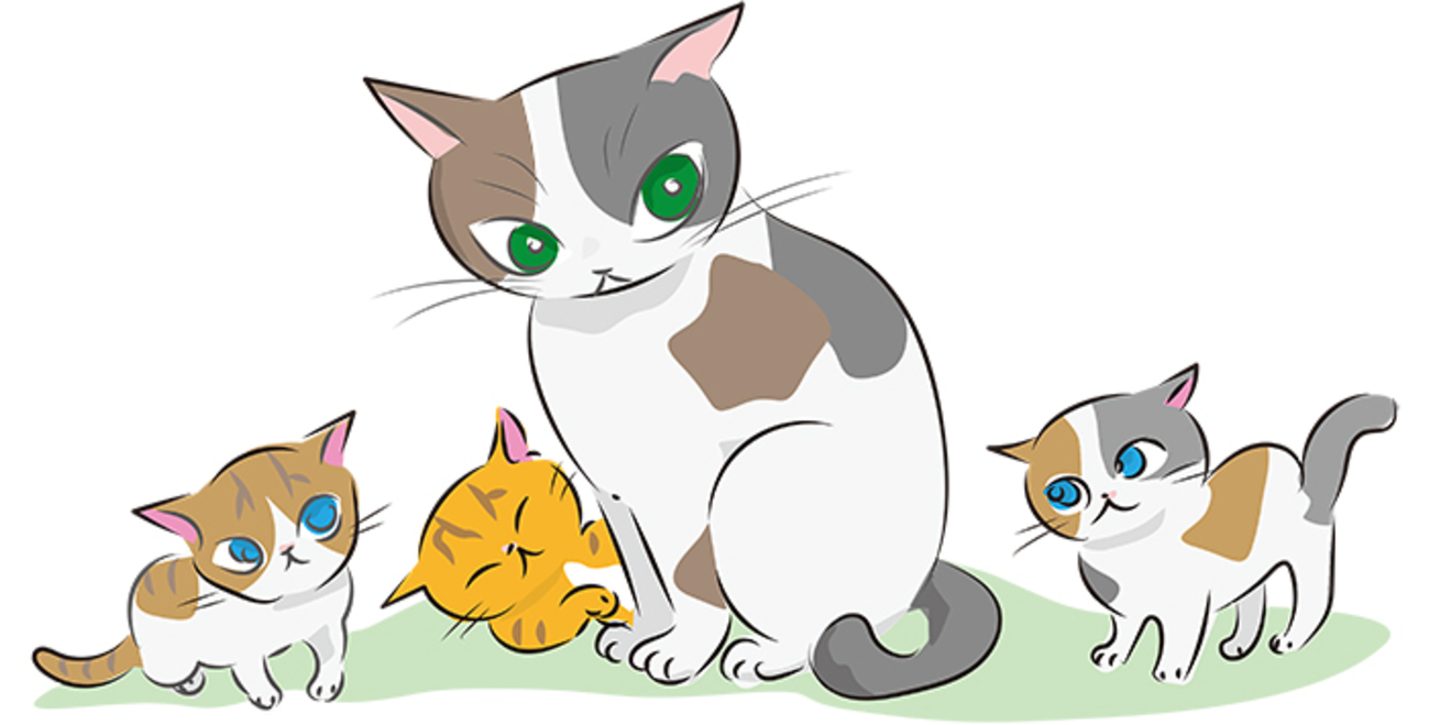 子猫と母猫のイラスト - 猫イラストブログ