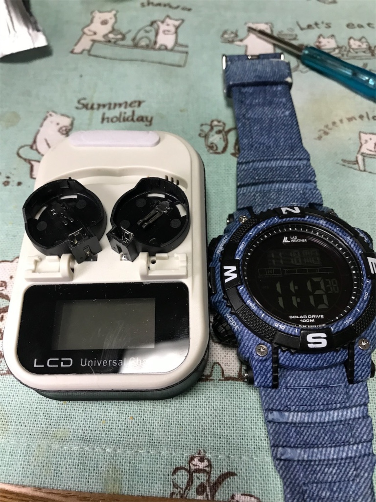 ギュベリン》デュアルタイムウォッチ 電池交換済み稼働 （ソーラー時計 