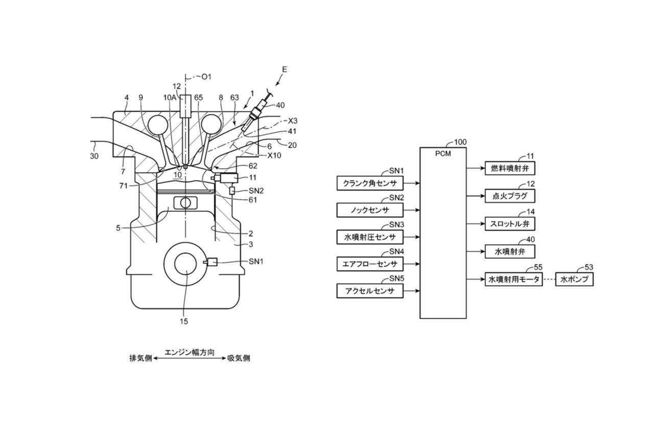 マツダが「水噴射装置を備えたガソリンエンジン」に関する新たな特許を