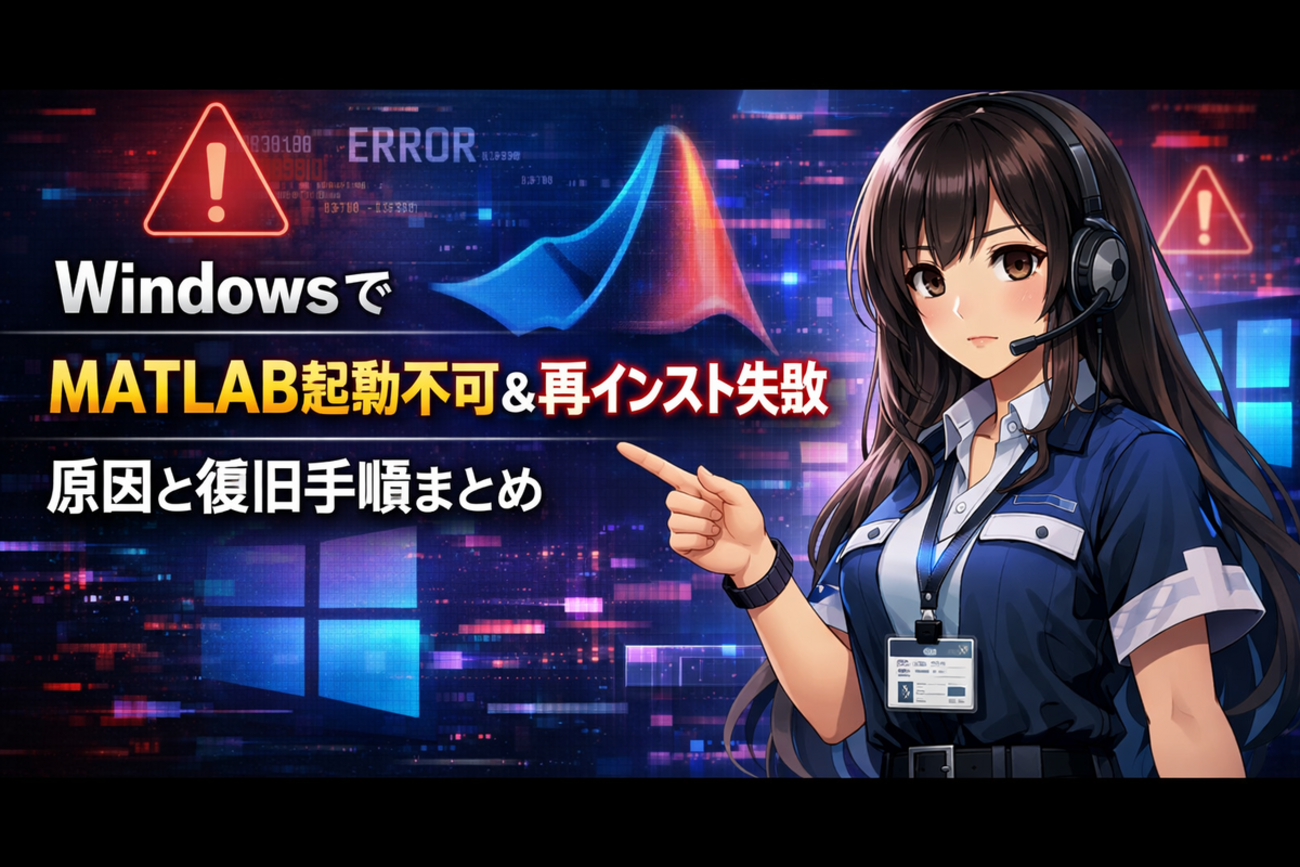 WindowsでMATLABが起動できない・アンインストール/再インストールも失敗する原因と復旧手順まとめ - エラー大全集