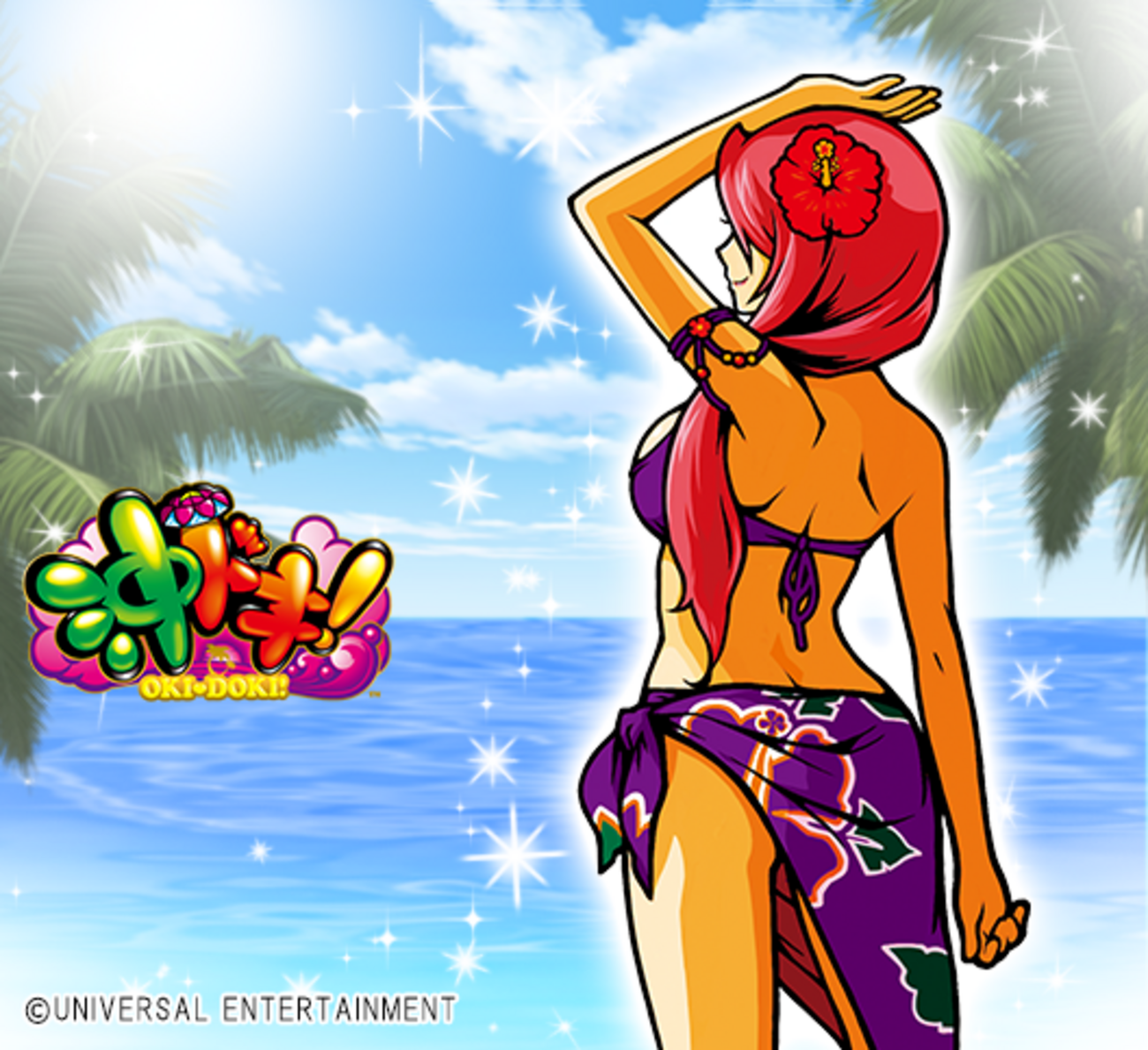 沖ドキ！-ハイビスカス LEDアクリルスタンド / 全長18cm LEDライト USB