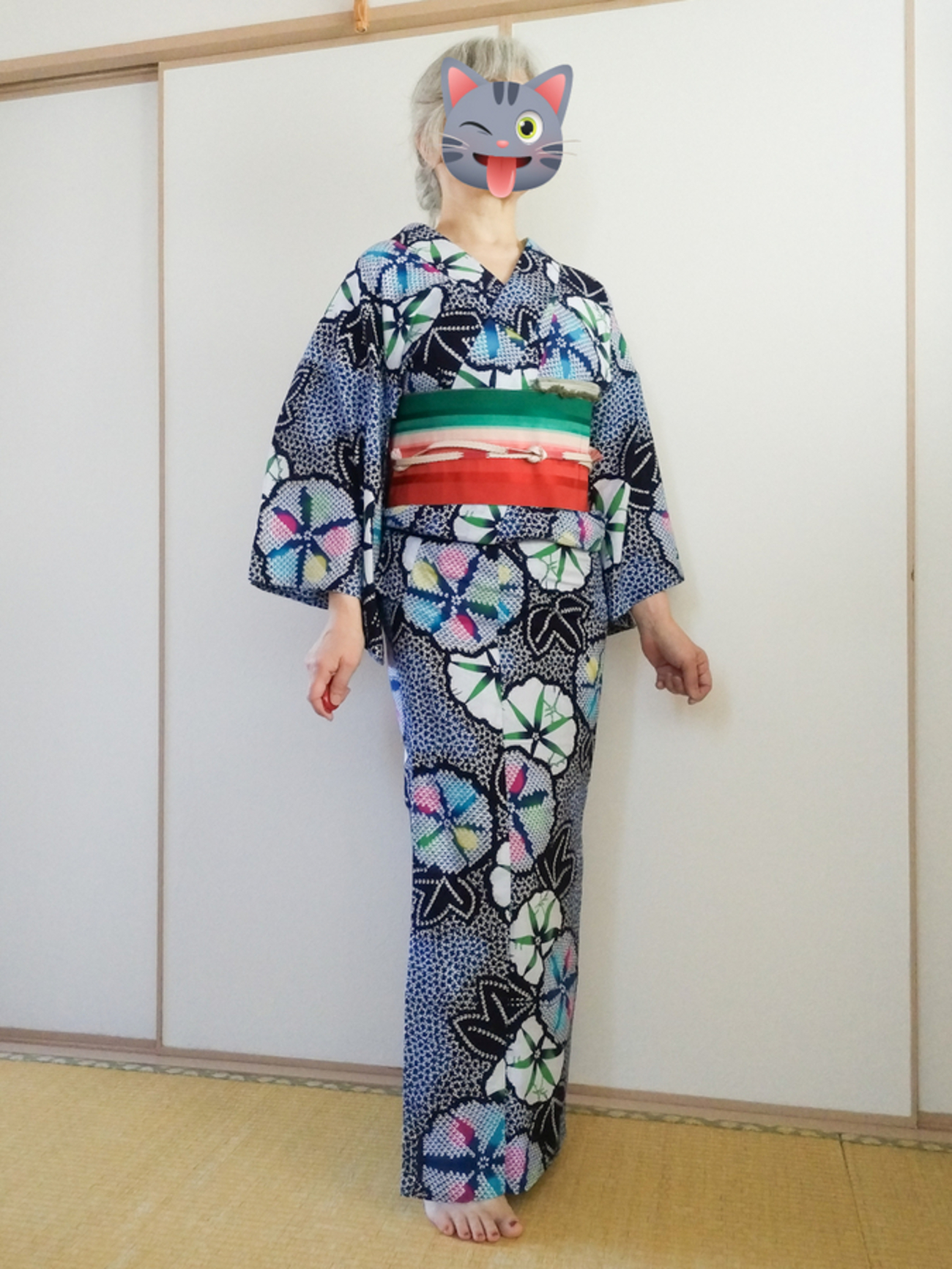 広襟 朝顔花柄 浴衣 しつけ糸付 tkyk4501_05.jpg