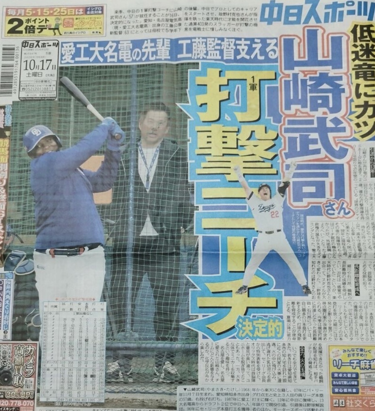 【プロ野球】西岡剛が日本ハム、山崎武司が中日のコーチへ!新体制で変わるチーム事情とプロスピAへの影響