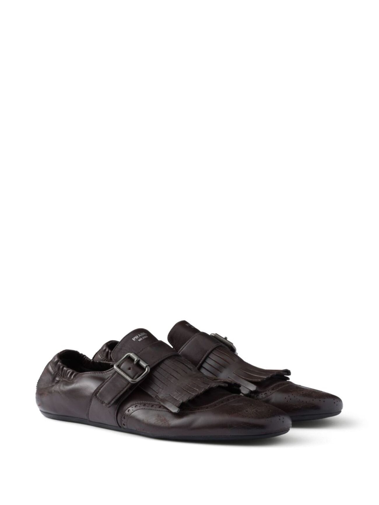 PRADA Shuffle fringed モンク レザー ローファー シューズ 靴 PRADA Shuffle fringed モンク レザー ローファー シューズ 靴