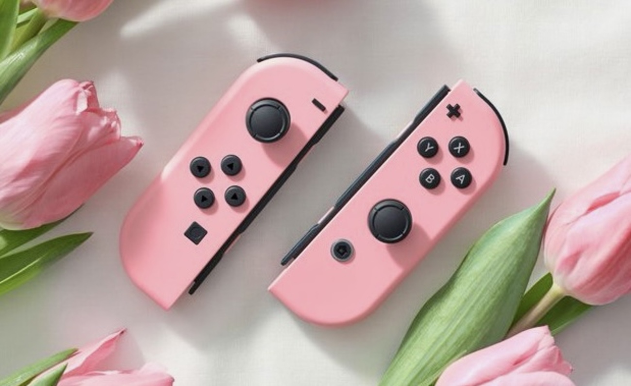 Switchジョイコン☆チェリーブロッサムピンク+ホームLED【カスタム 