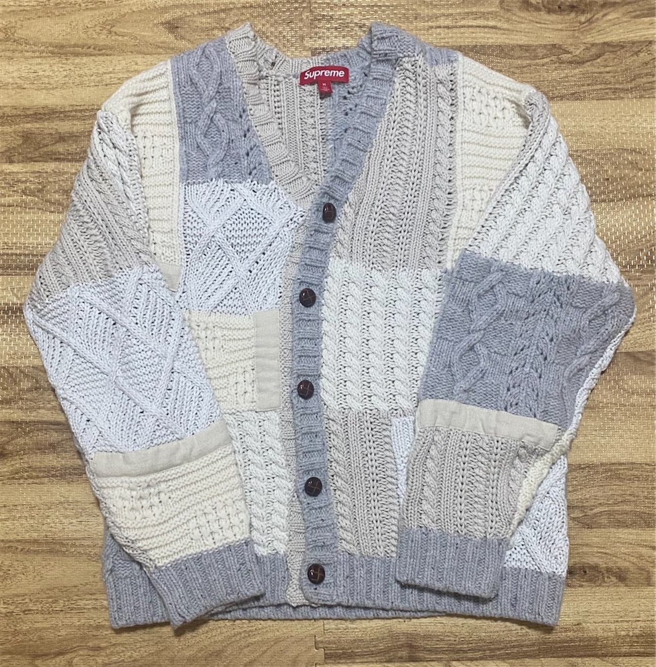 Supreme Patchwork Cable Knit Cardigan - HYPE Timothy