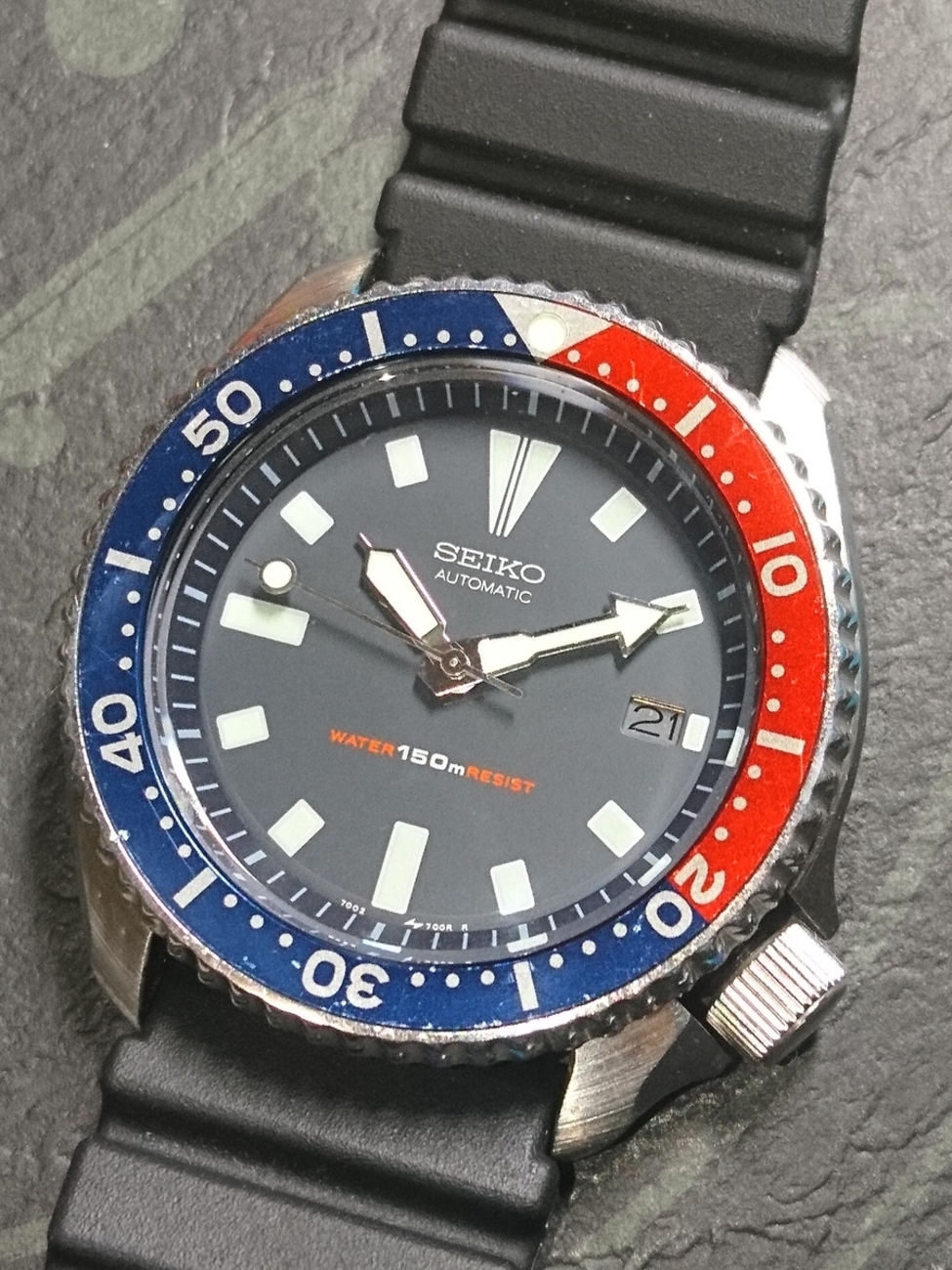 日差良好 SEIKO automatic 短けれ 150m 7002-700j 
