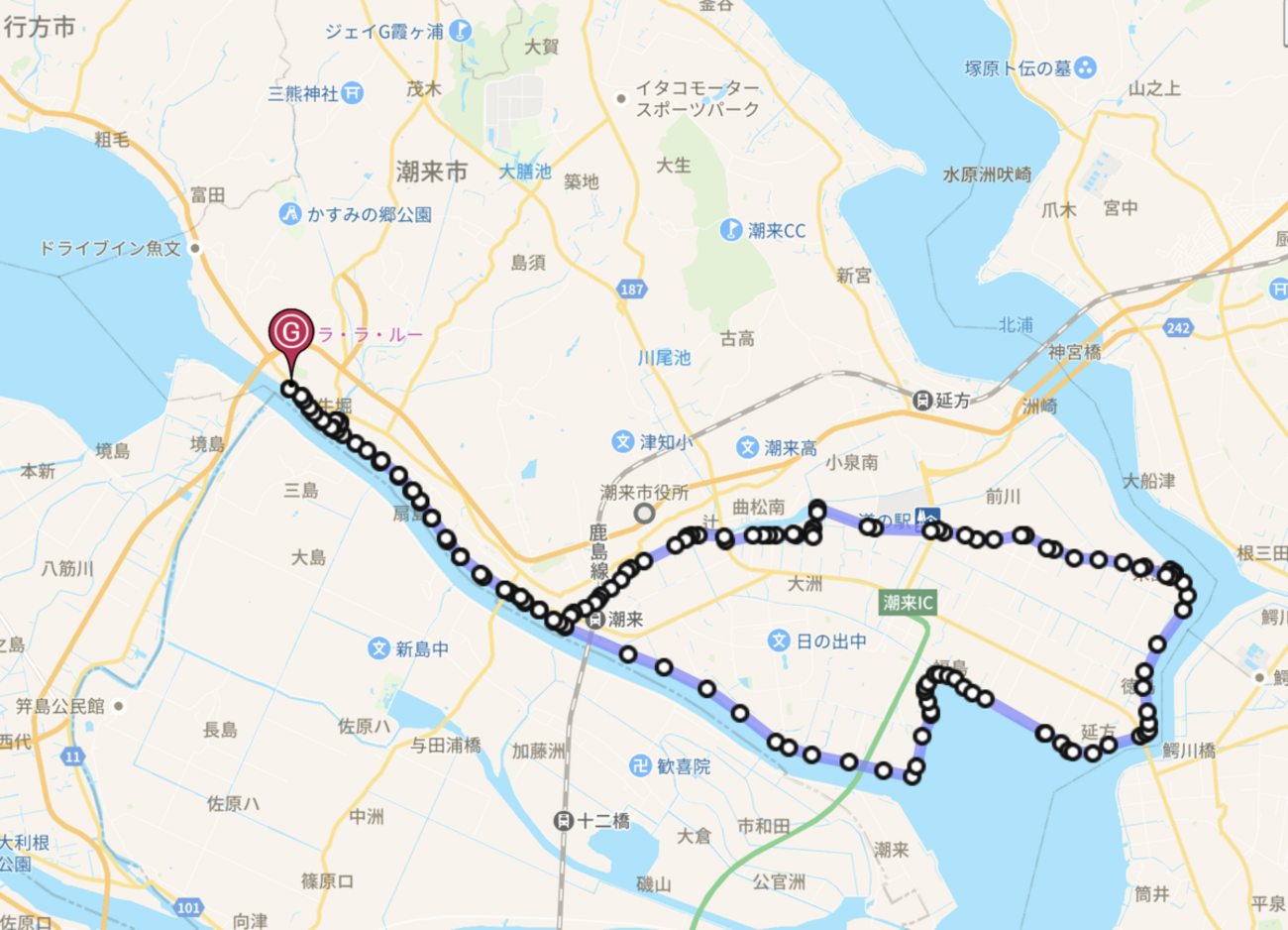 常陸利根川（北利根川）牛堀パーキング〜外浪逆浦〜前川〜あやめ園