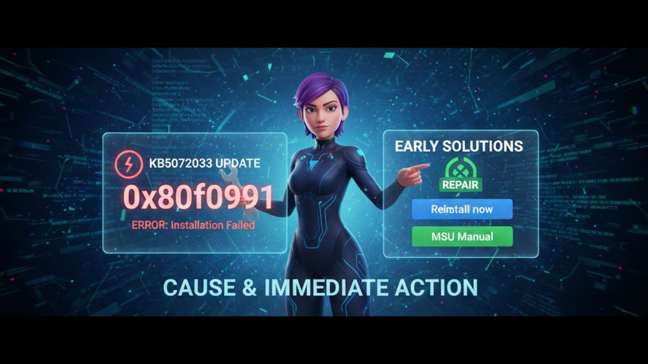 KB5072033更新で0x800f0991発生：原因と早期対処「Reinstall now」「MSU手動」 - エラー大全集