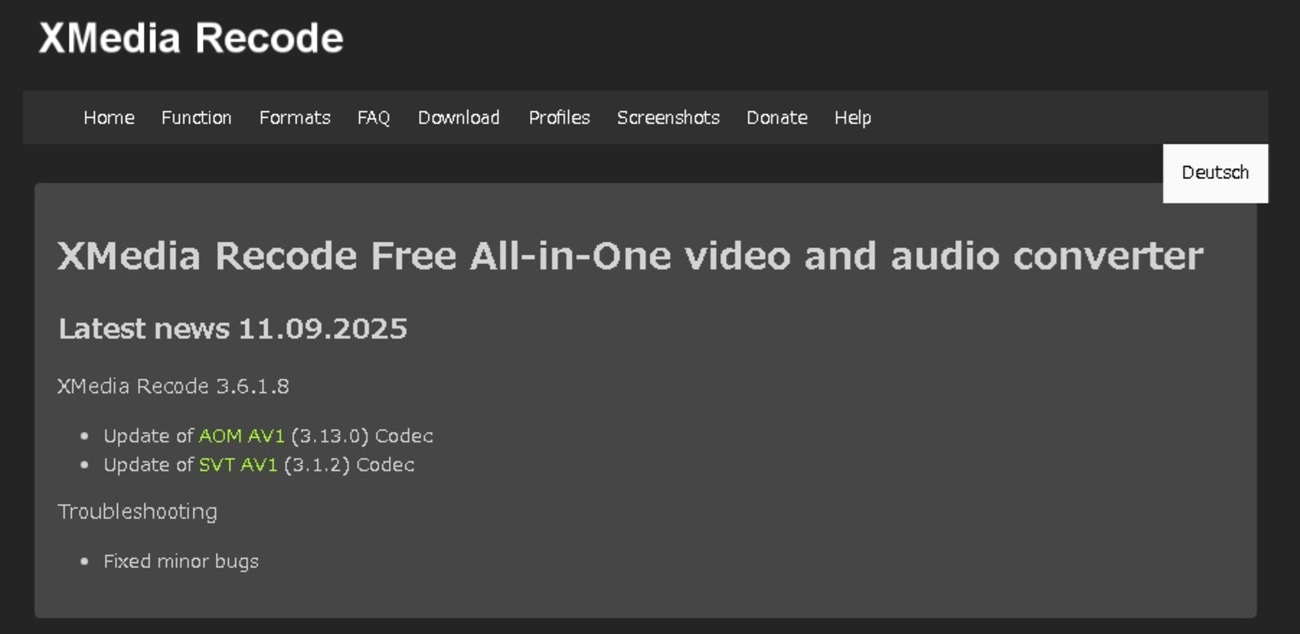 XMedia Recode 3.6.1.8 がリリースされました。 - 私のPC自作部屋