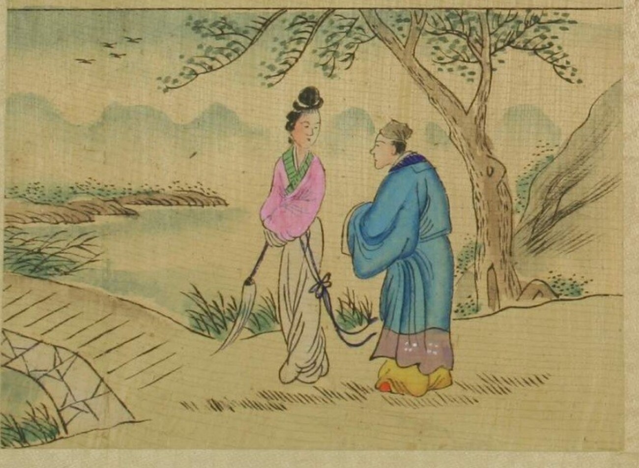 【木版画】中国二十四考見立図の絵 五「董永」 木版画】中国二十四考見立図の絵 五「董永」 File: