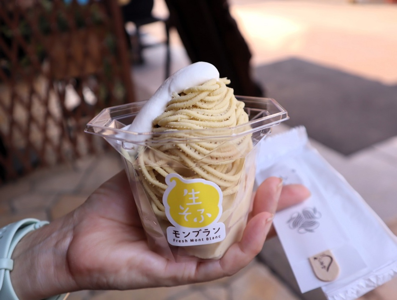 谷中銀座、和栗や でモンブランのソフトクリームを食べました。 - 半谷