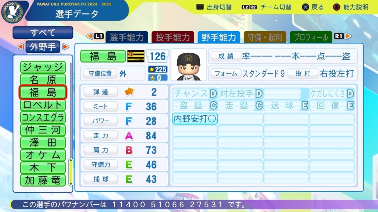 パワプロ2024 パワプロ2024・再現】福島 圭音（阪神・育成選手） - パワプロ