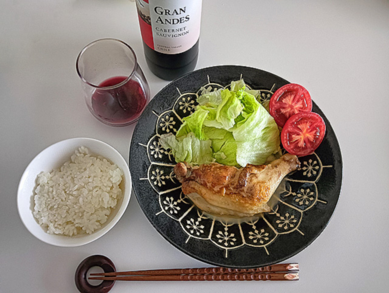 5月3日　ローストチキン＆肉野菜炒め飲酒。 - のたりといきたい。