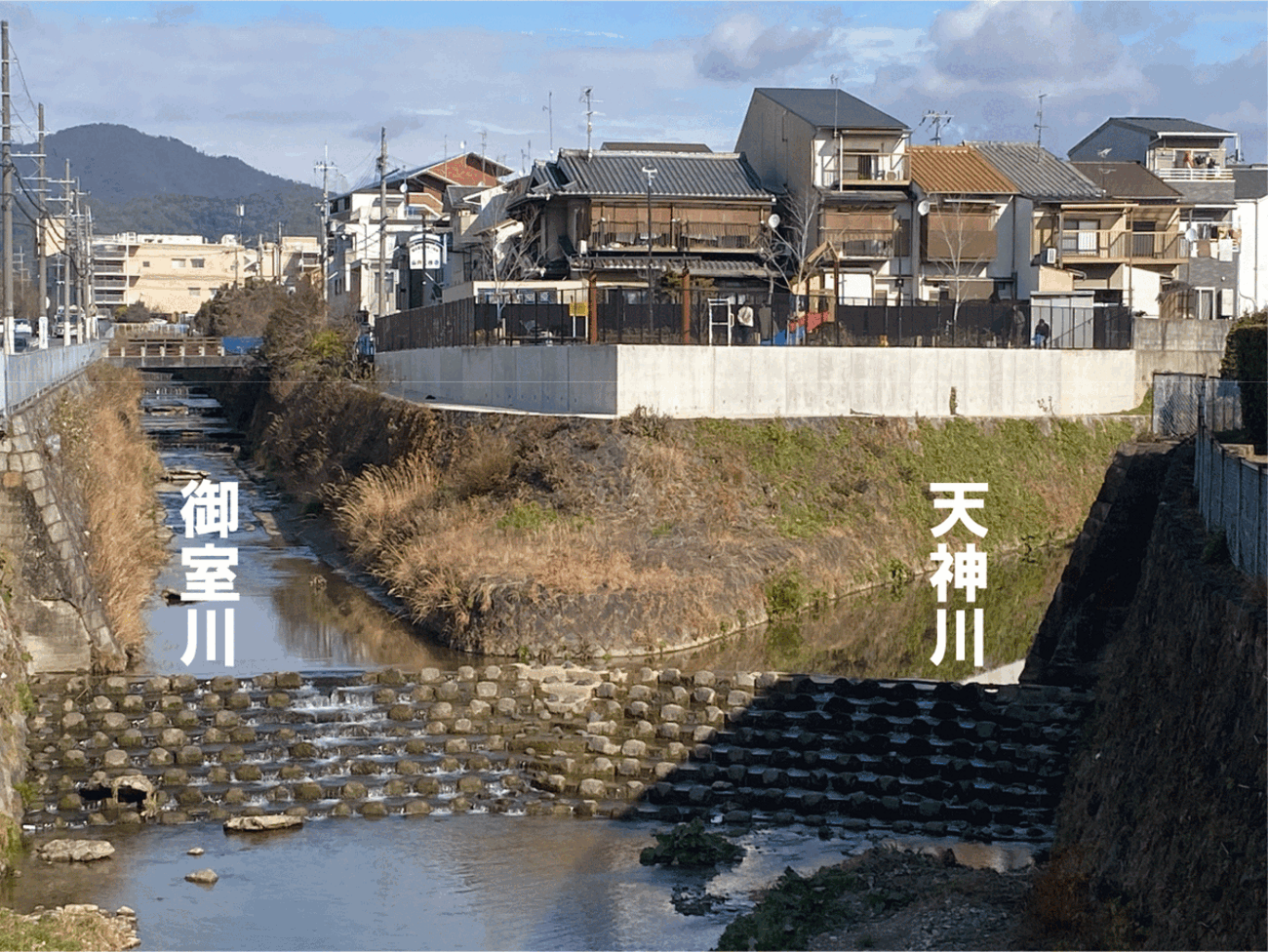 京都散歩 嵐電西院・嵐電天神川（三条）から天神川沿いを下立売