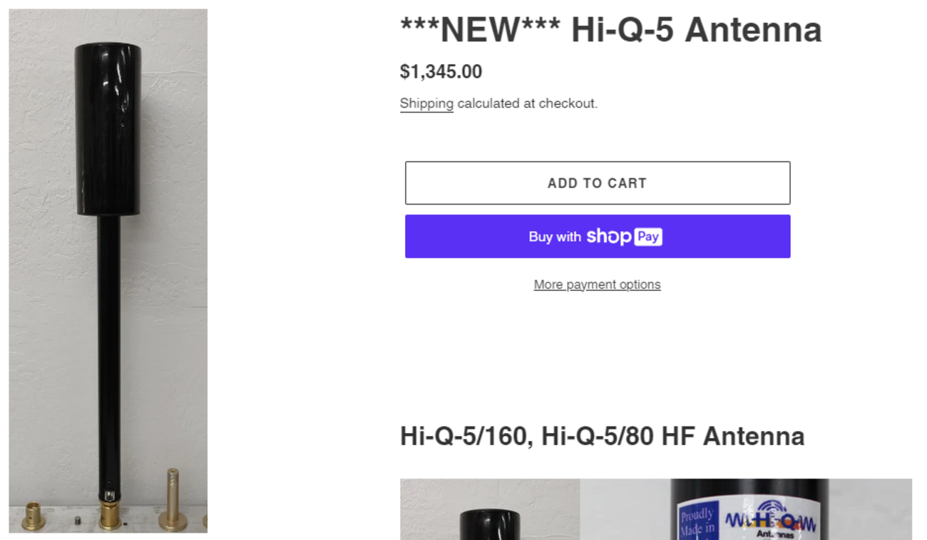 Hi-Q-5/160 Hi-Q-5/80 HF Antenna スクリュードライバーアンテナ
