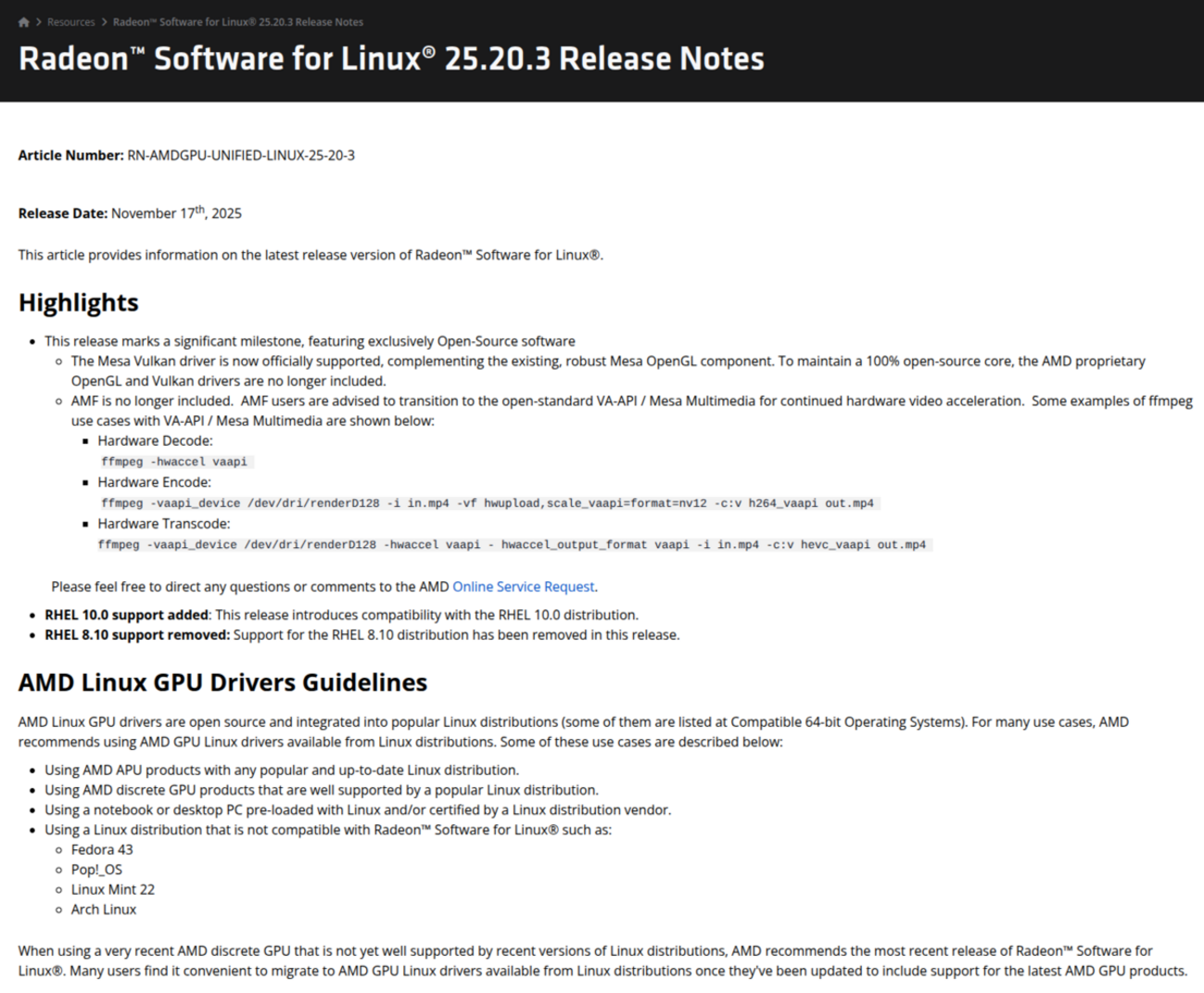 AMD Radeon™ Software Linux® ドライバー 25.20.3 リリース - 帯域幅256ビット｜AMD好きの自作PC速報