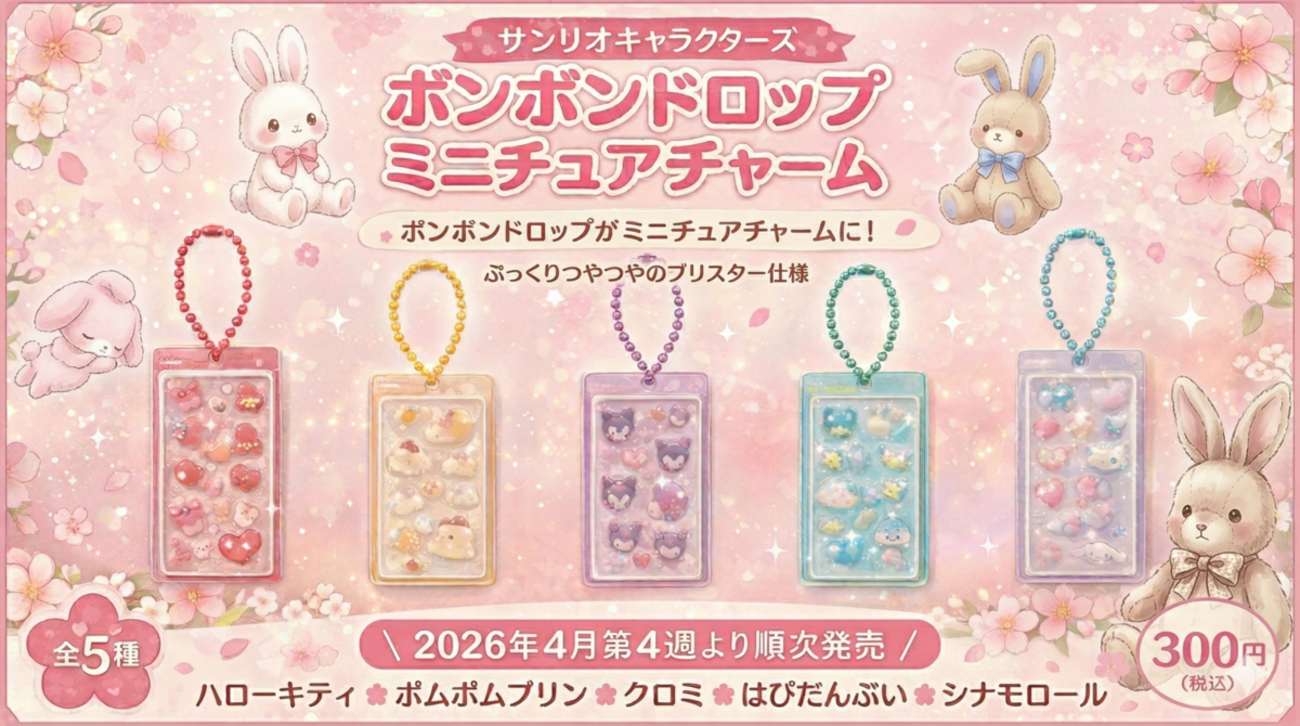 サンリオキャラクターズ】ボンボンドロップシールがガシャポンに 