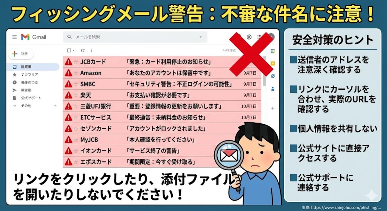 12月18日更新：注意！件名が一覧にあるメールはフィッシング詐欺の可能