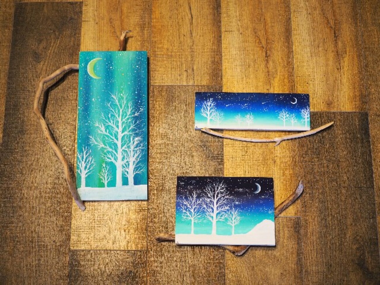 一点物/アクリル画/タイトル「雪化粧」 夜空を眺めて】アクリル画 F3 風景画 絵画 - メルカリ