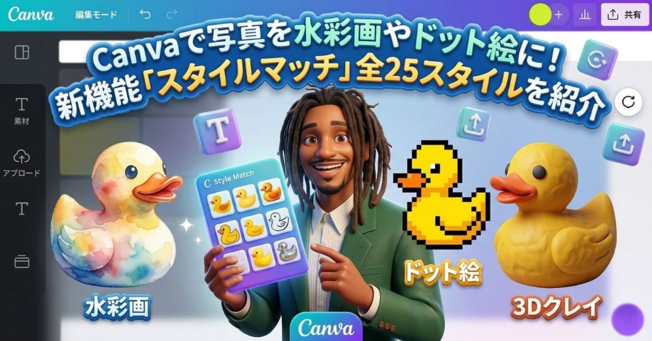 Canvaで写真を水彩画やドット絵に！新機能「スタイルマッチ」の全25スタイルを紹介 - Kishioka-Designの日誌