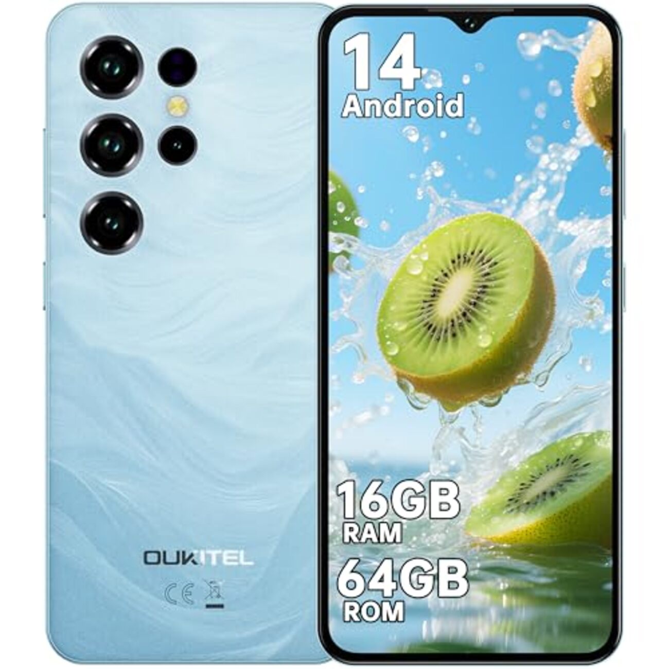 スマートフォン本体 OUKITEL C36 Light Blue 24GB RAM 256GB Oukitel