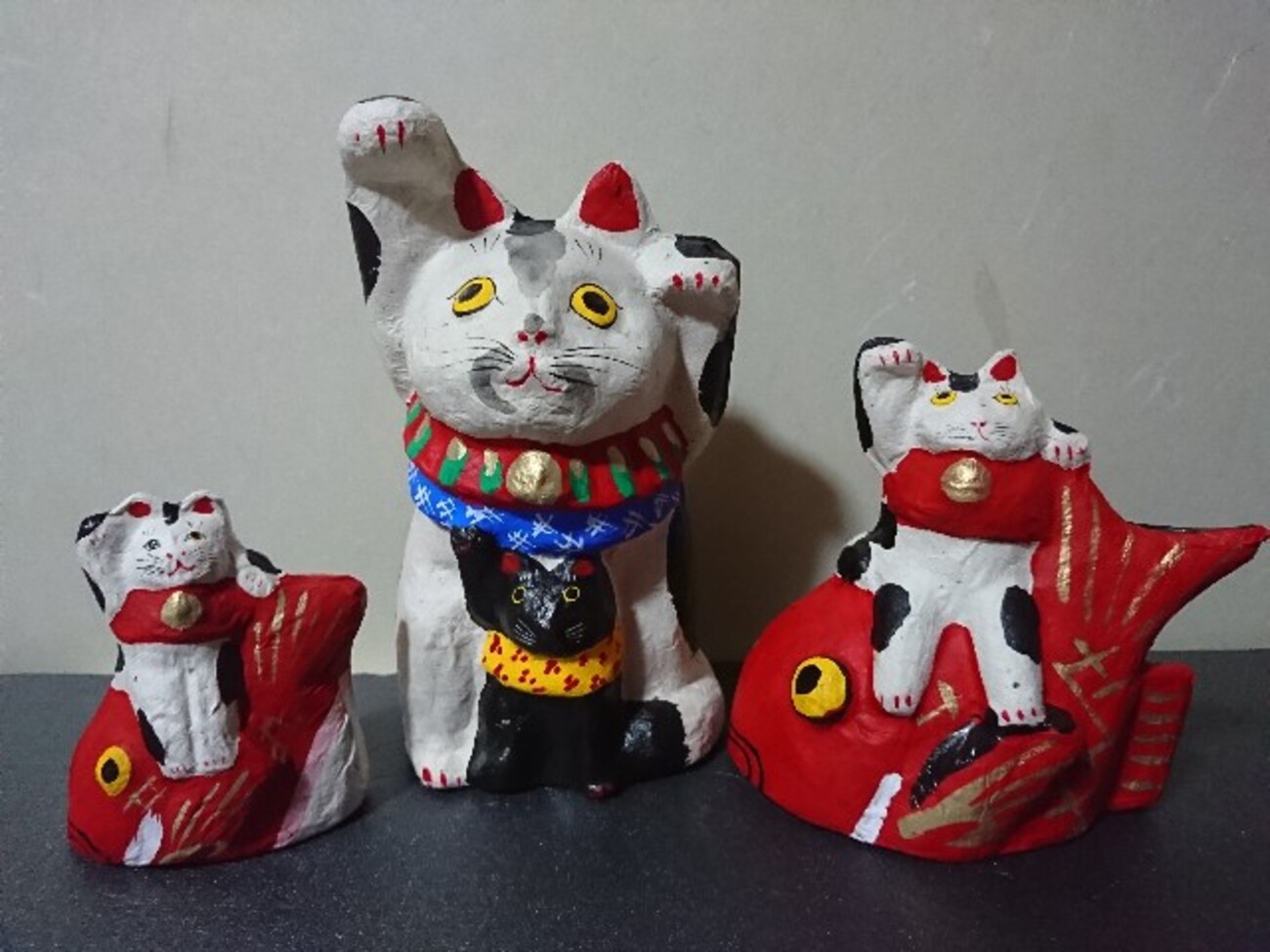 招き猫11【岩手】六原張り子/澤範工房 - 郷土玩具/招き猫十八番