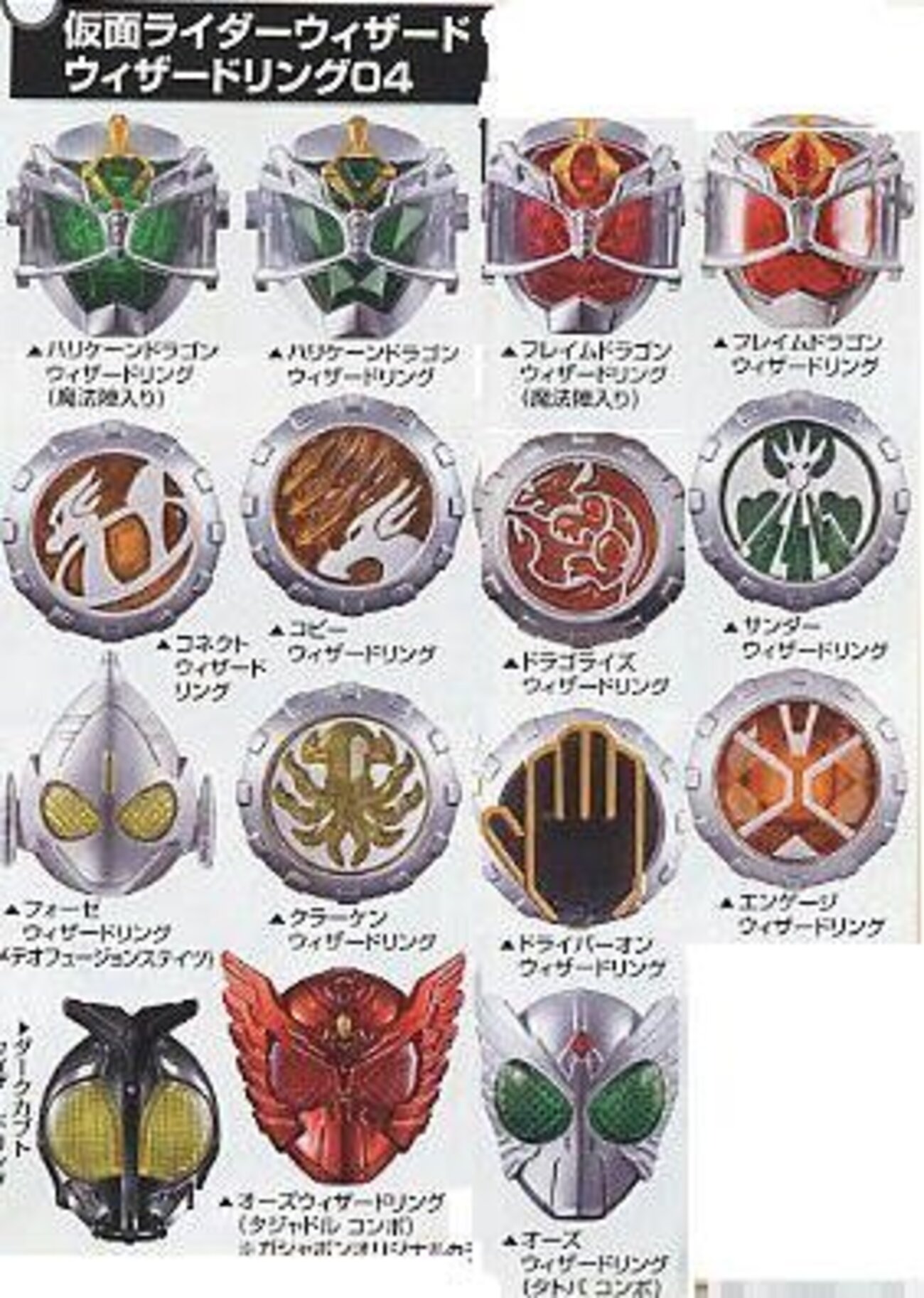 仮面ライダー ウィザードリング04 全15種 ガシャポンのウィザード 