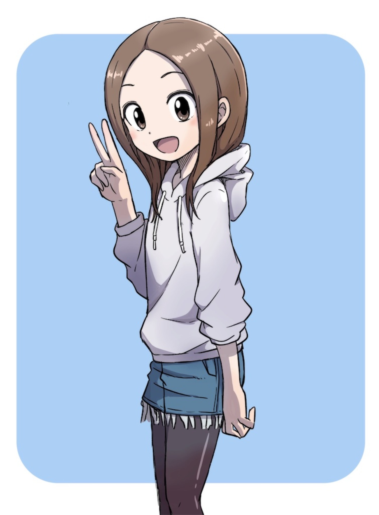 からかい上手の高木さん】パーカーでピースの高木さん【落書き 
