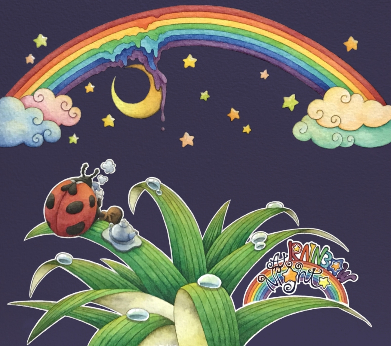 てんとう虫　アクリルガッシュ　イラストレーション　絵画 水彩画 花とてんとう虫 絵画 makochin 通販 17313504｜Creema