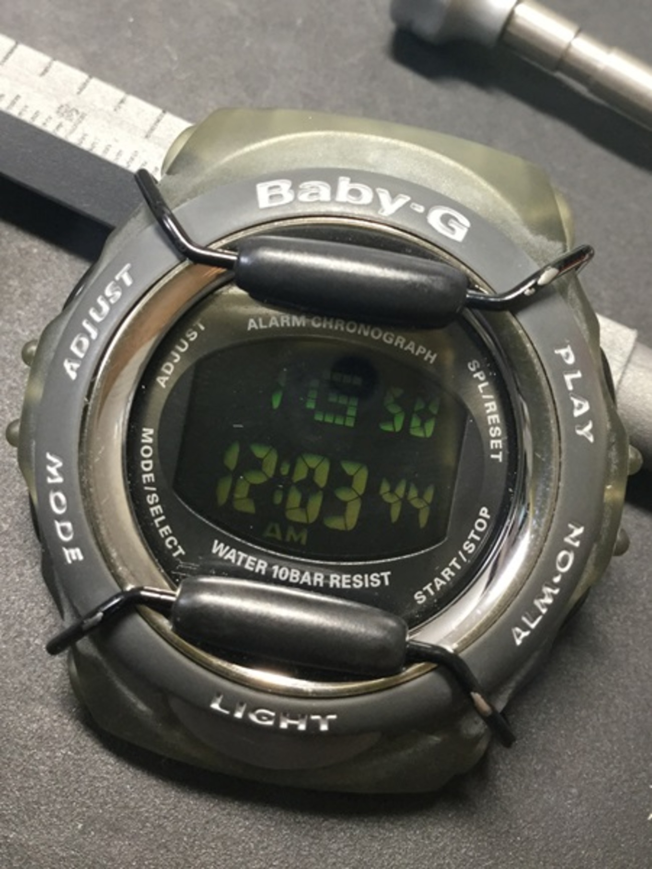 CASIO Baby-G 395 Module.1656（電池交換） - 古時計にワニ革着せて