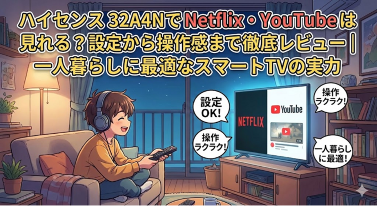 ハイセンス 32A4NでNetflix・YouTubeは見れる？設定から操作感まで徹底 