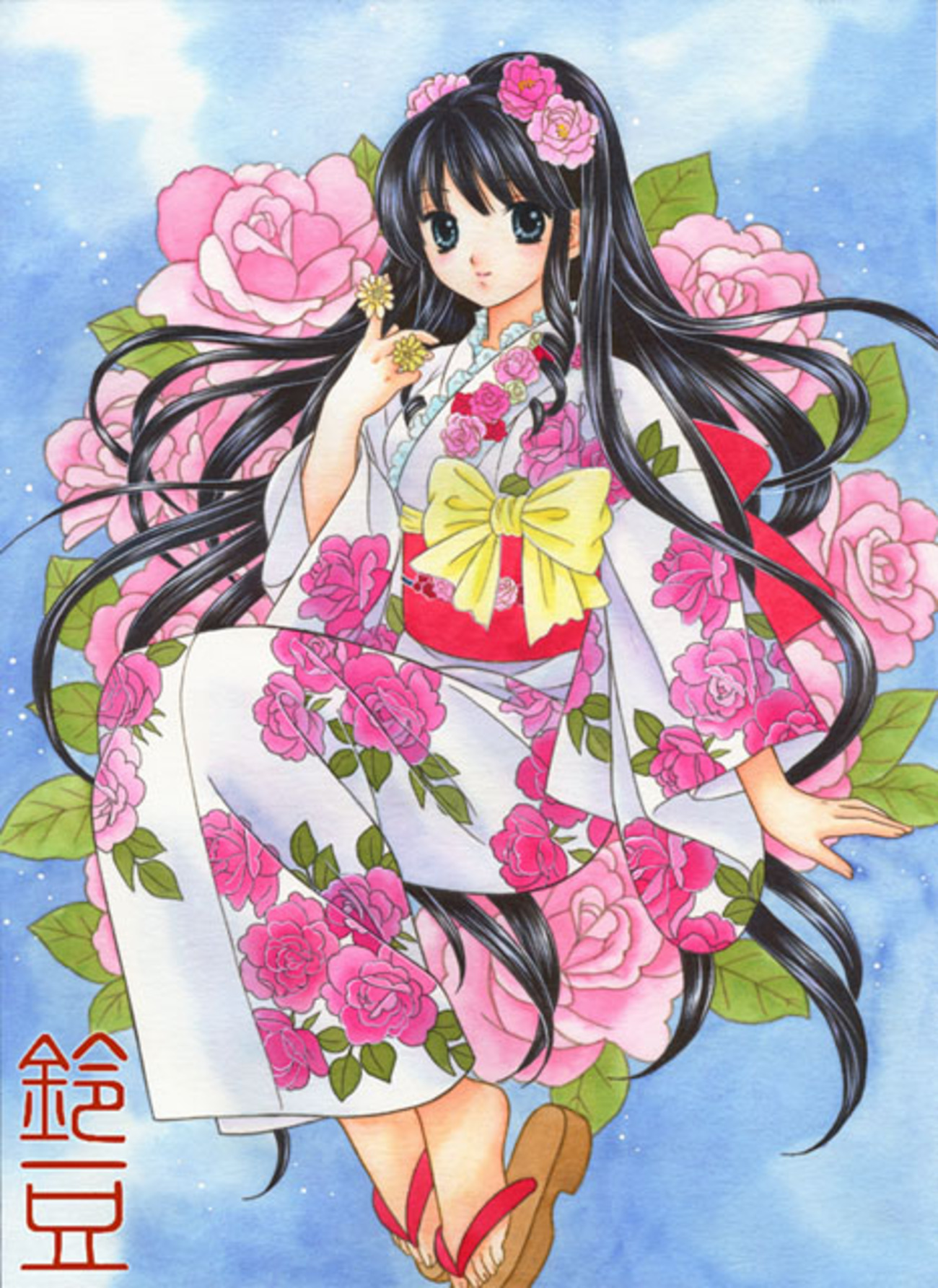 浴衣の少女」オリジナルアナログイラスト - 鈴豆そうさく日記