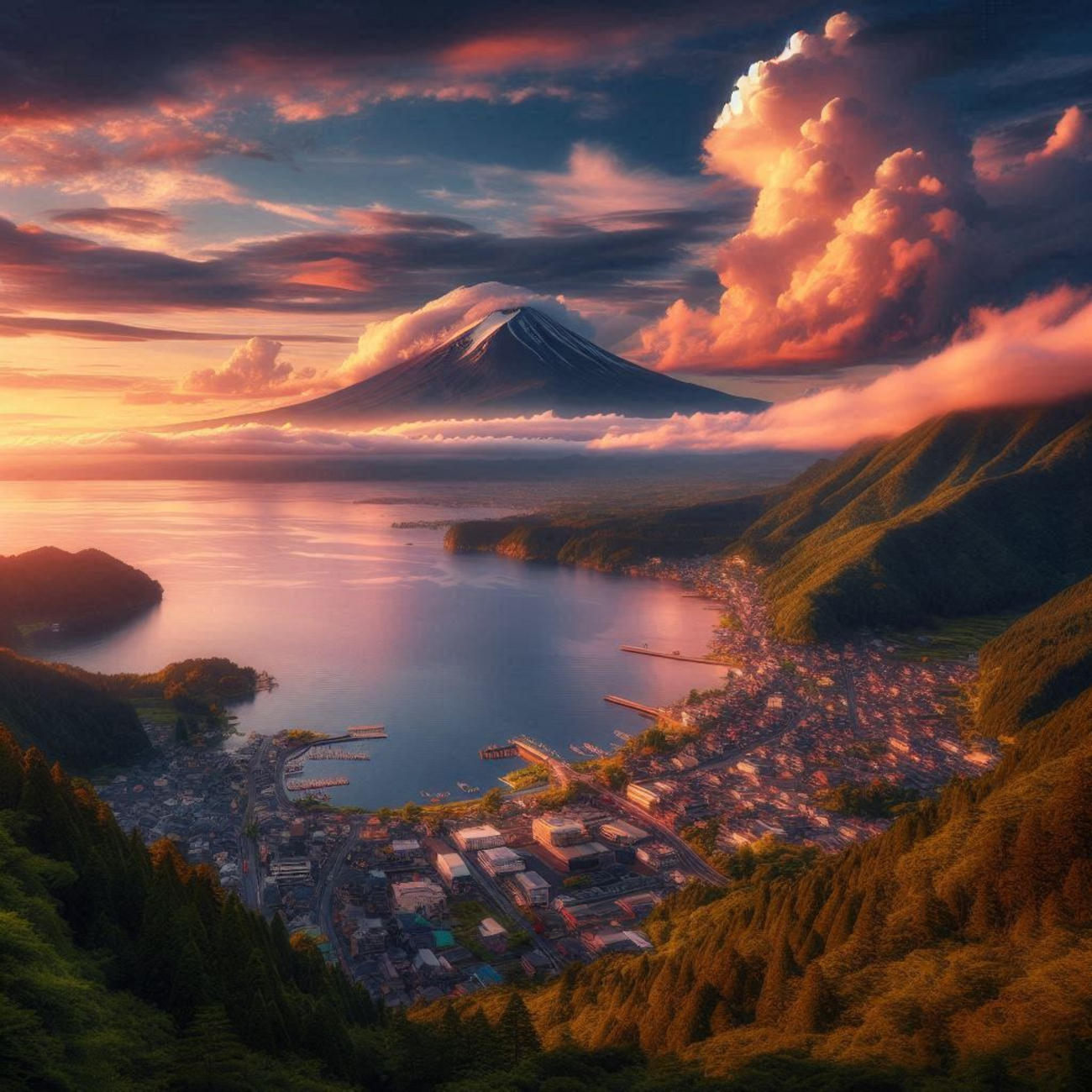 湖 風景画 （R） Bing Image Creator に山を生成してもらう1 - いろいろやって