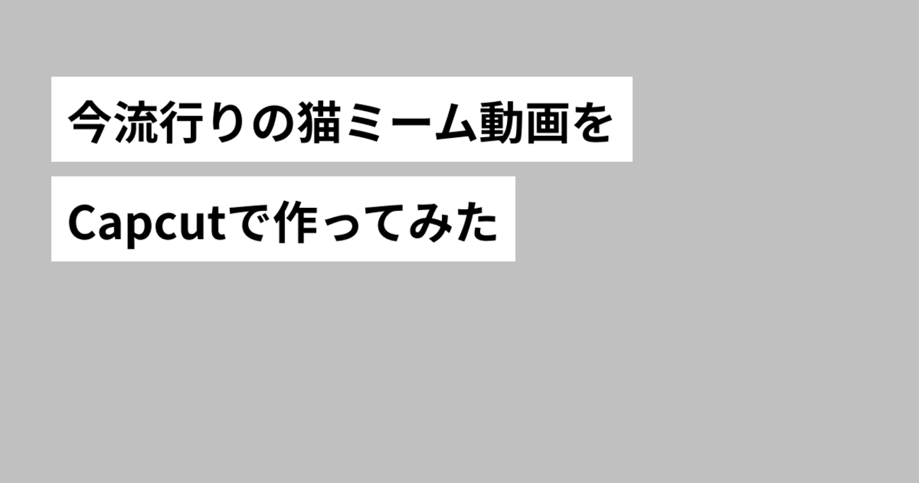今流行りの猫ミームをCapcutで作ってみた【初心者でも動画編集】 - 元エンジニアPMのプロダクトマネージャーお役立ち情報